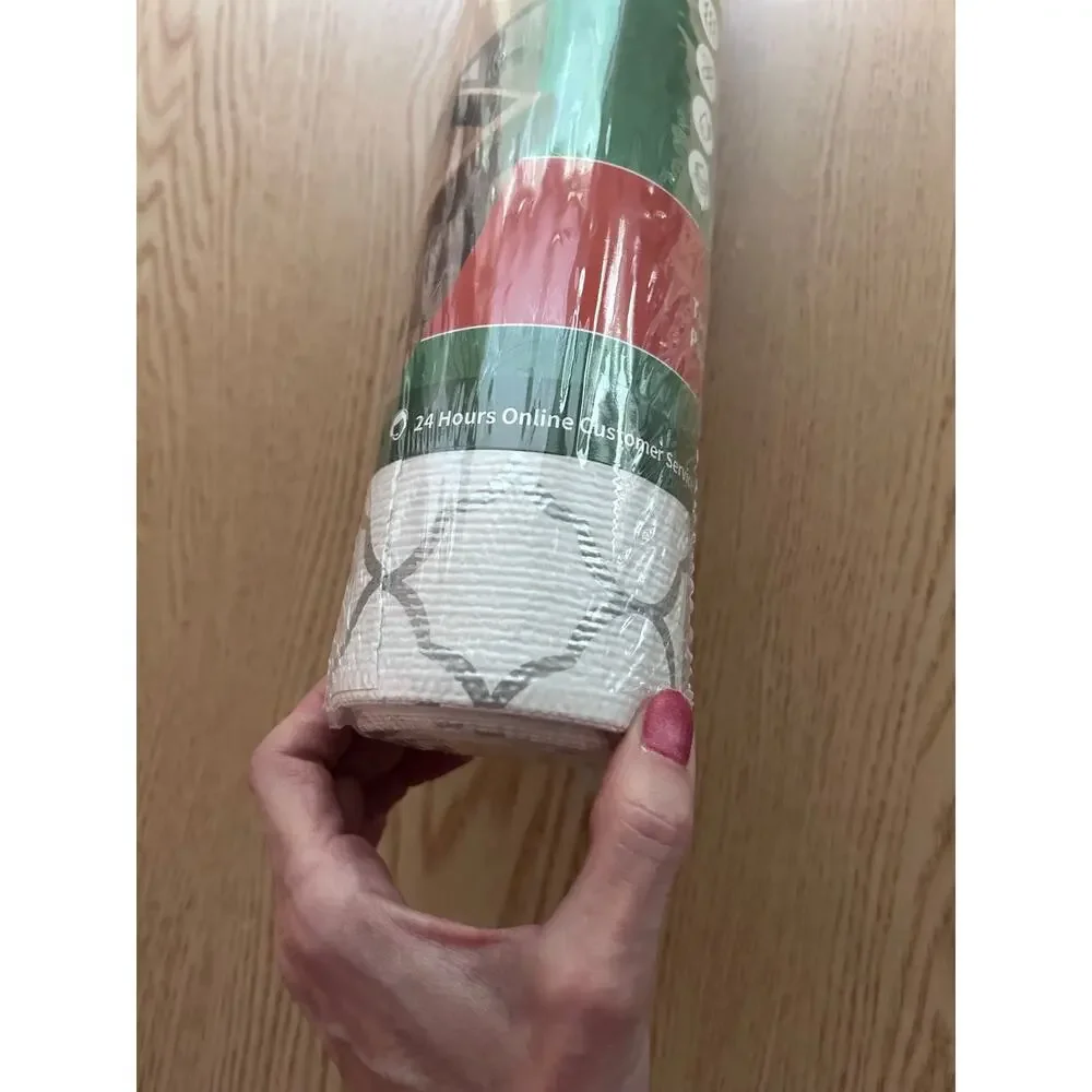 New White Geometric Shelf Drawer Liner Roll Non-Slip Waterproof Non Adhesive